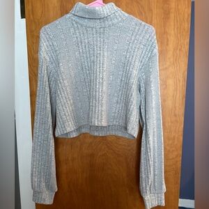 Light Gray Ribbed Knit Top